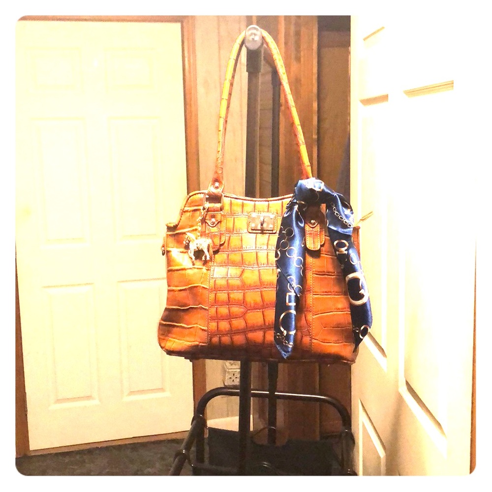 Authentic MARC CHANTAL handbag, purse charm, scarf